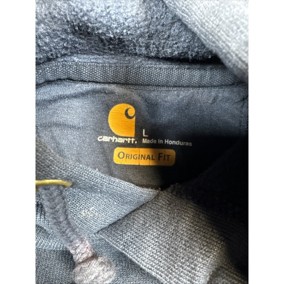 Carhartt K288 Long Sleeve Hoodie Mens L Navy Blue Distressed Workwear Grunge - Picture 4 of 16